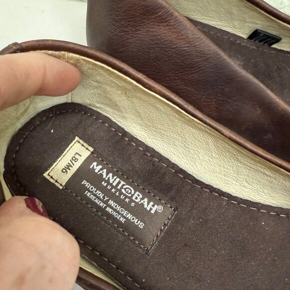 Manitobah Mukluks Brown Leather Slip On Ballet Earth Flats Shoes Womens size 8 - Picture 5 of 8